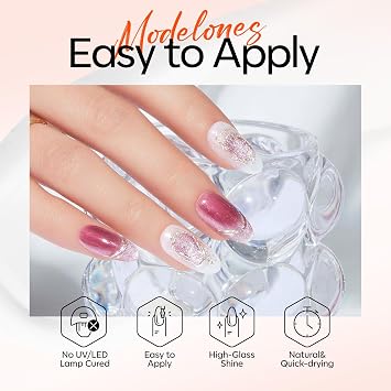 modelones Nail Restore Kit Nail Strengthener Repair Fix Kit for Damaged Nails Hardener Extra Strong Gel Glue 10ml 0.51 Fl Oz, Dip Powder Clear Color 28 g 1 Oz, Nail File Nail Buffer, No Lamp Required