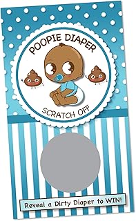 Poopie Diaper Boys Baby Shower Scratch Off Cards 1 - (30 Pack) - Baby Shower Game Scratch Off Tickets - Baby Shower Raffle Tickets - Baby Shower Door Prize - Scratch & Win for Boys Baby Shower
