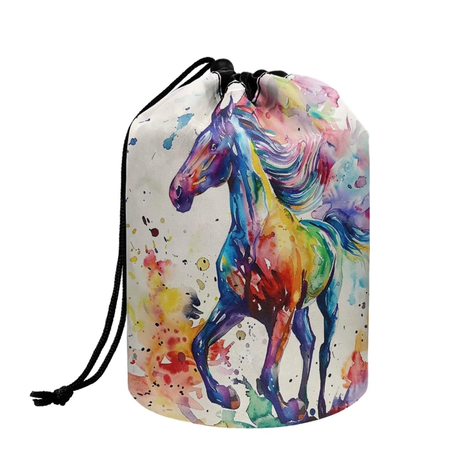 chaqlin Hippie Lotus Print Travel Cosmetic Bags Barrel Makeup Bag,Women Girls Portable Foldable Cases Multifunctional Toiletry Bucket Bags Round Organizer Storage Pocket — view 49