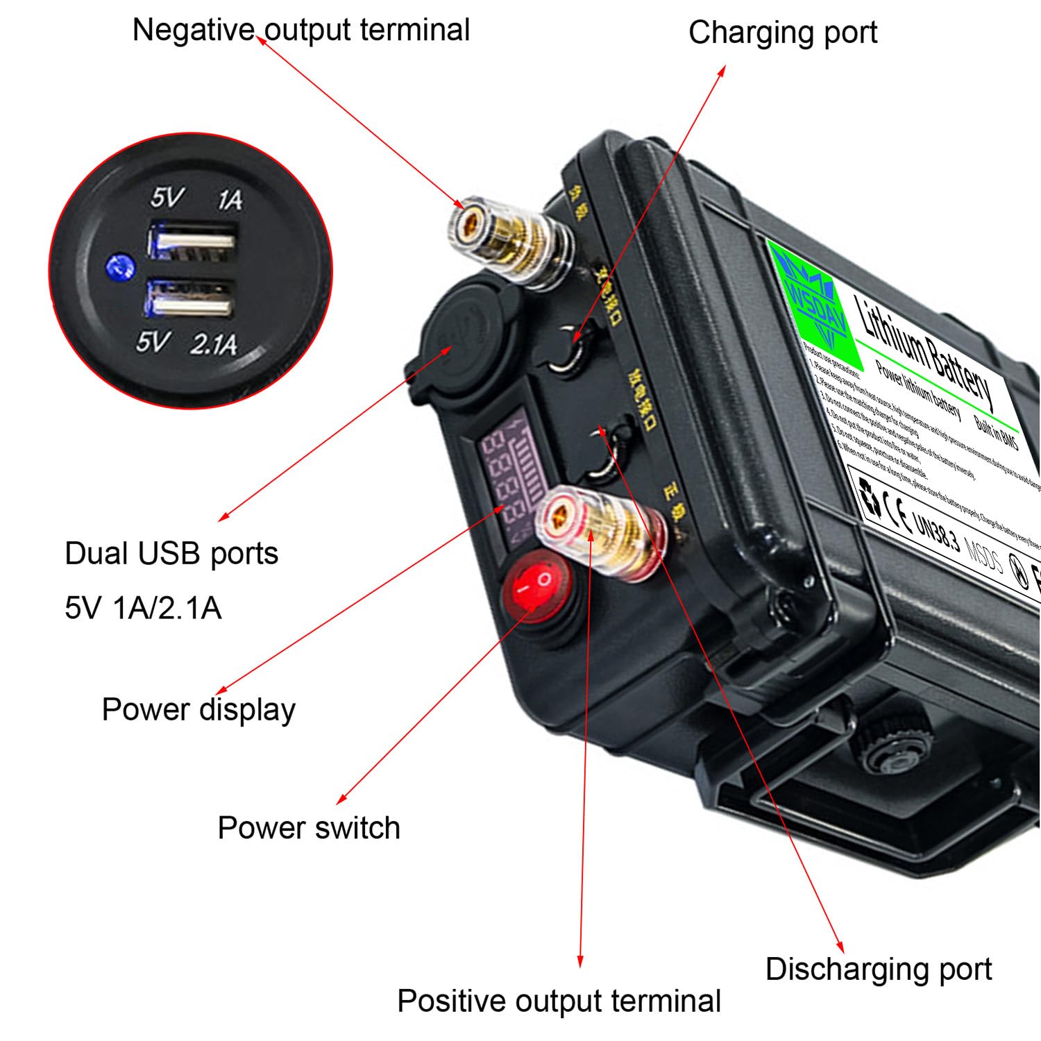 Akumulator litowy 12V 20AH 30AH Akumulator do przenośnego echosondy 12V do użytku na zewnątrz Wbudowana płyta BMS z ładowarką do echosondy/monitora itp.,12v 20ah