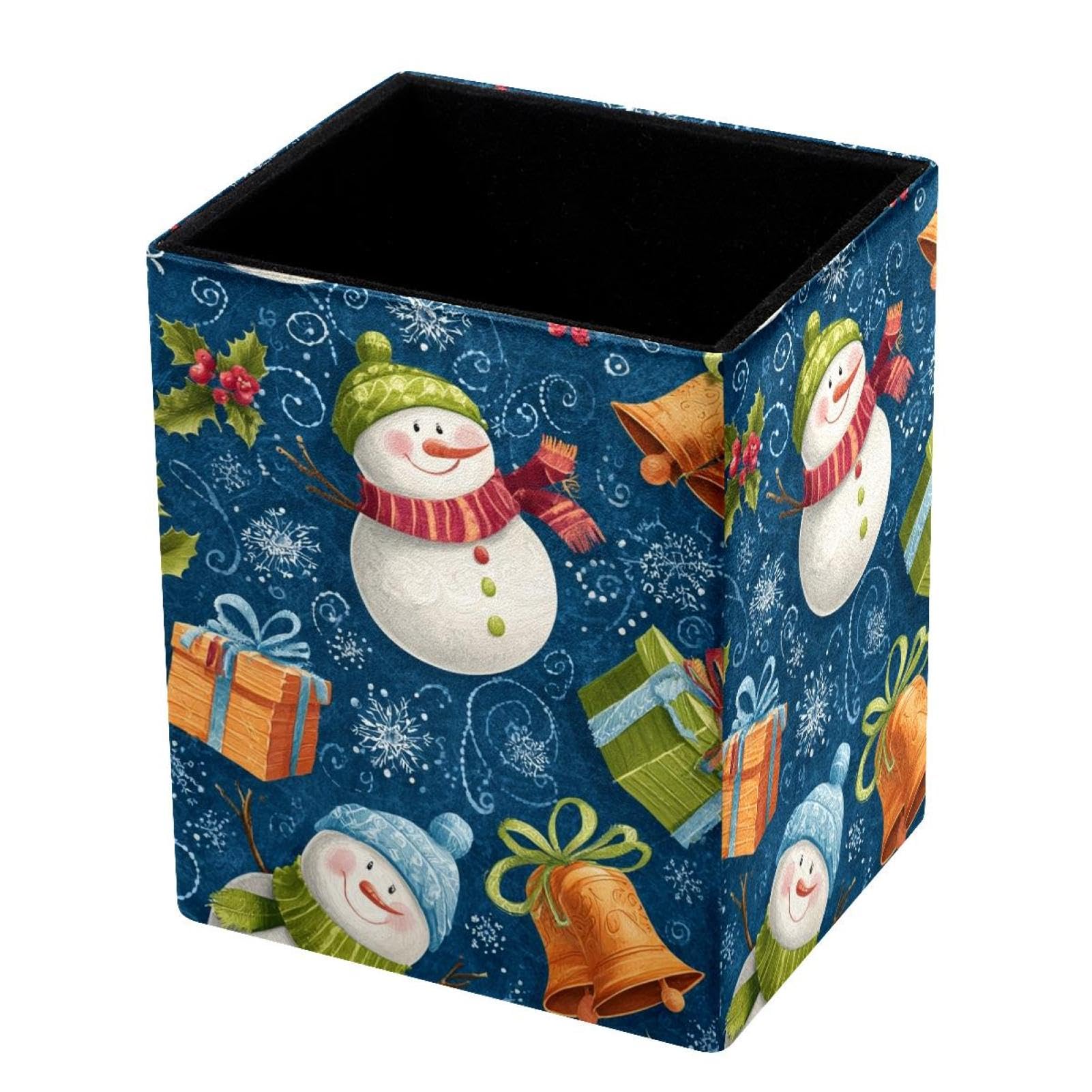 VAPOKF Pencil Holders for Desk, Christmas Snowman Printed Pen Holders Pen Pot Makeup Brushes Storage Desktop Stationery Supplies Organiser for Home Office