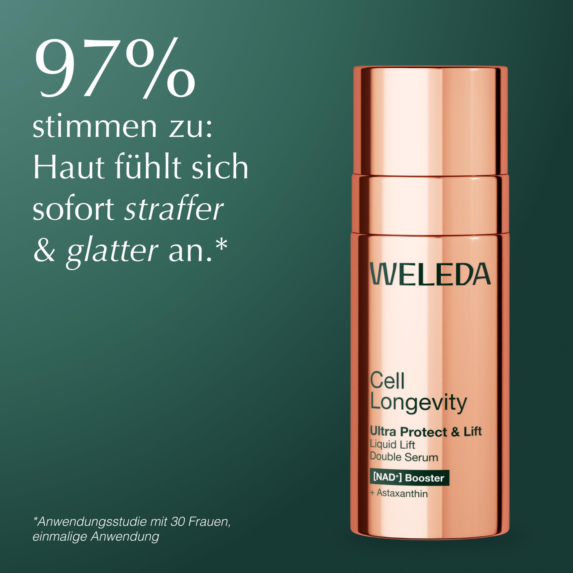 WELEDA Cell Longevity Ultra Protect & Lift Liquid Lift Double Serum - Gesichtspflege Serum mit [NAD⁺] Booster & Astaxanthin schützt vor Hautalterung & strafft die Haut (Naturkosmetik, vegan, 50ml)