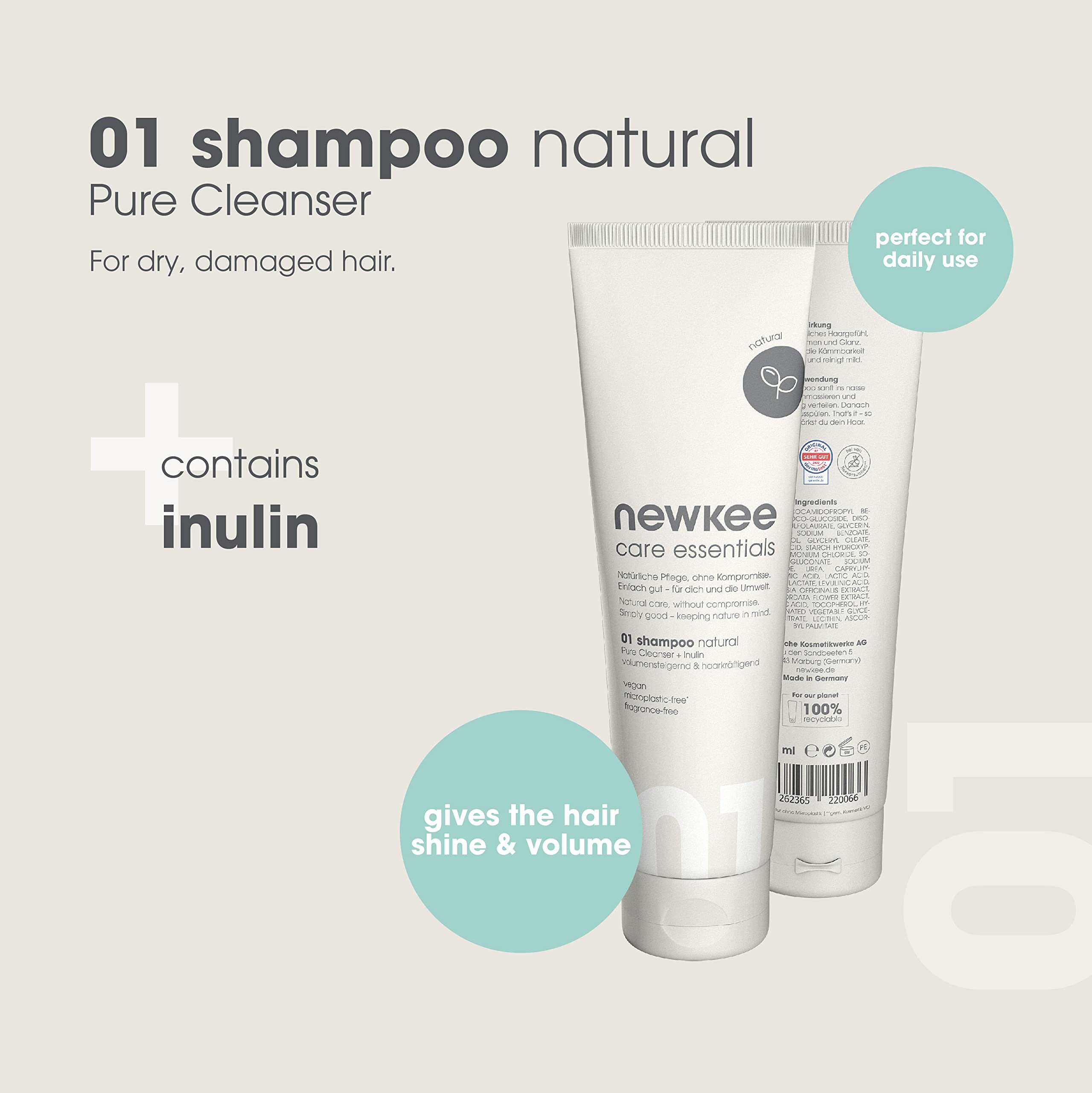 newkee Natural Shampoo (150 ml), for Daily Hair Washing Without Perfumes and Fragrances - Image 3
