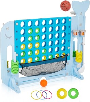 Jumbo 4 in a Row Game, Whale Design Outdoor Connect Four Game for Kids and Adults, Giant Yard Games for Family, Backyard, Parties, Beach, and Park Fun, Made of Durable HDPE Plastic