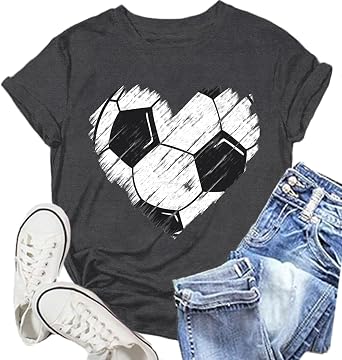 Baseball Shirt Women Funny Game Day T-Shirts Cute Baseball Heart Tee Tops