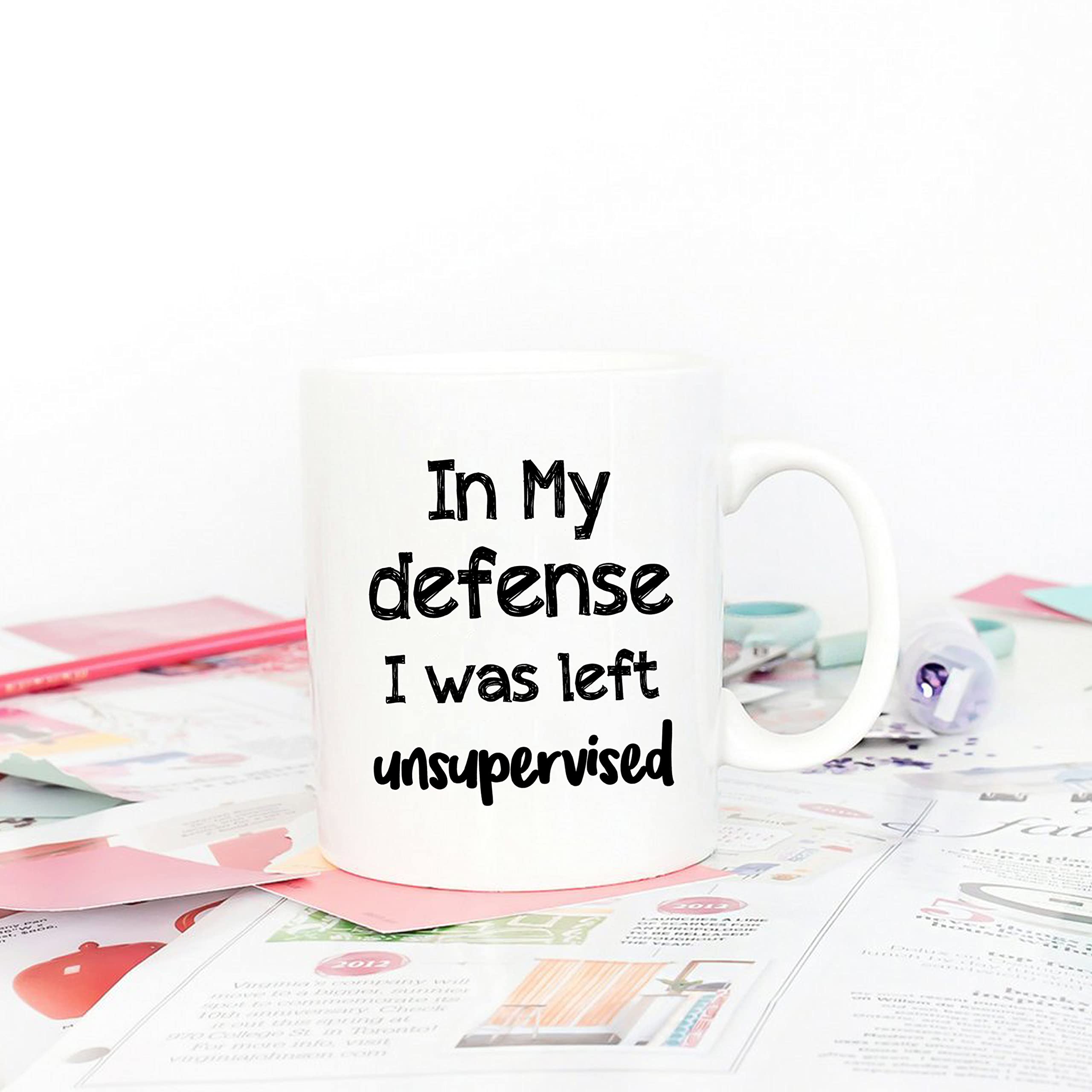 5Aup in My Defense I was Left Unsupervised Coffee Mug for Job Work, Office - Image 4