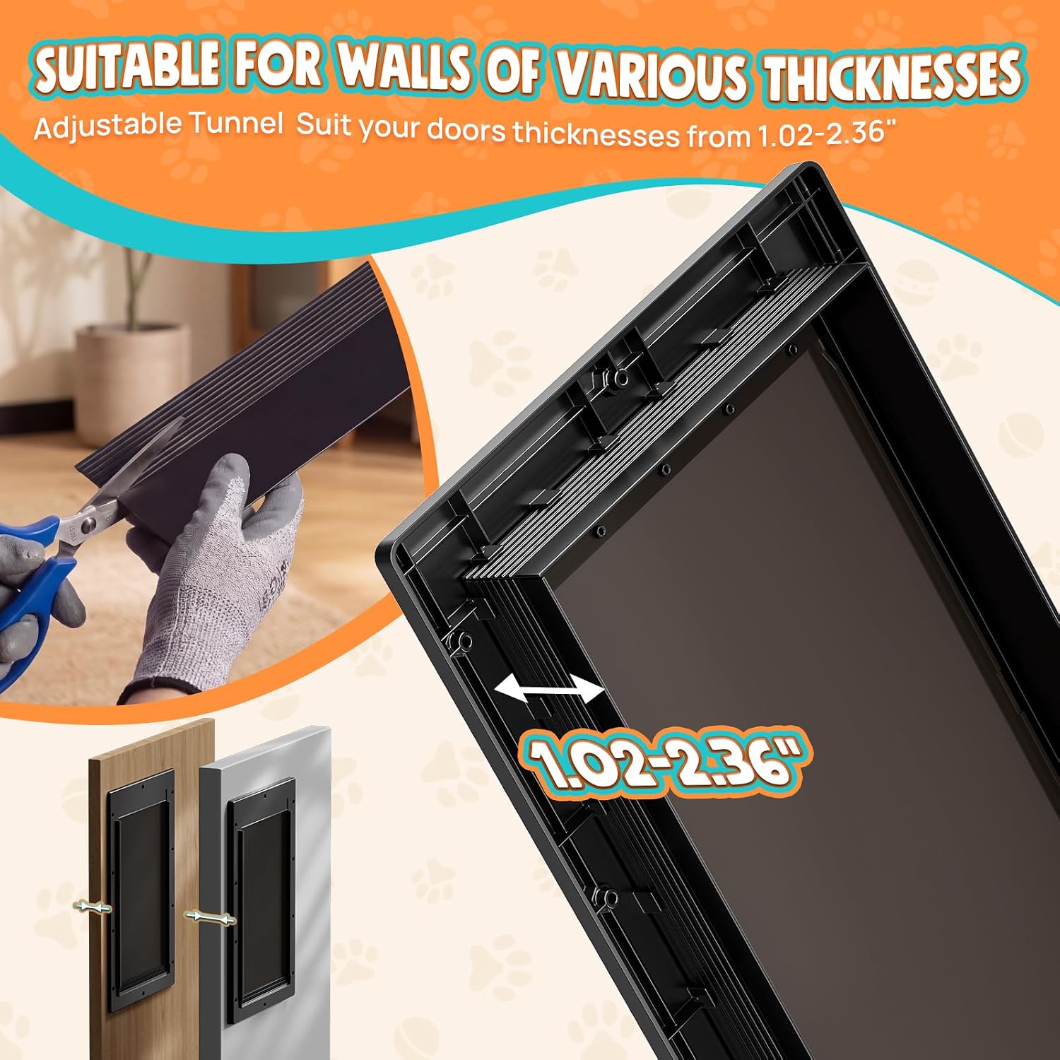 Plastic Dog Door, Large Doggy Door for Interior and Exterior Doors, Never Rust Doggie Door with Double Magnetic Flaps, Closing Panel, Pet Door for Pet Up to 100lb