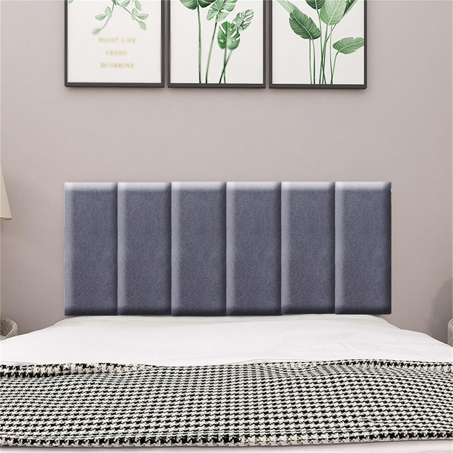 Headboard for Adjustable Bed, Upholstered Wall Mounted Headboard, 6-Pack Upholstered Peel and Stick Wall Panels, for Bedroom Wall Decor(Dark Gray)