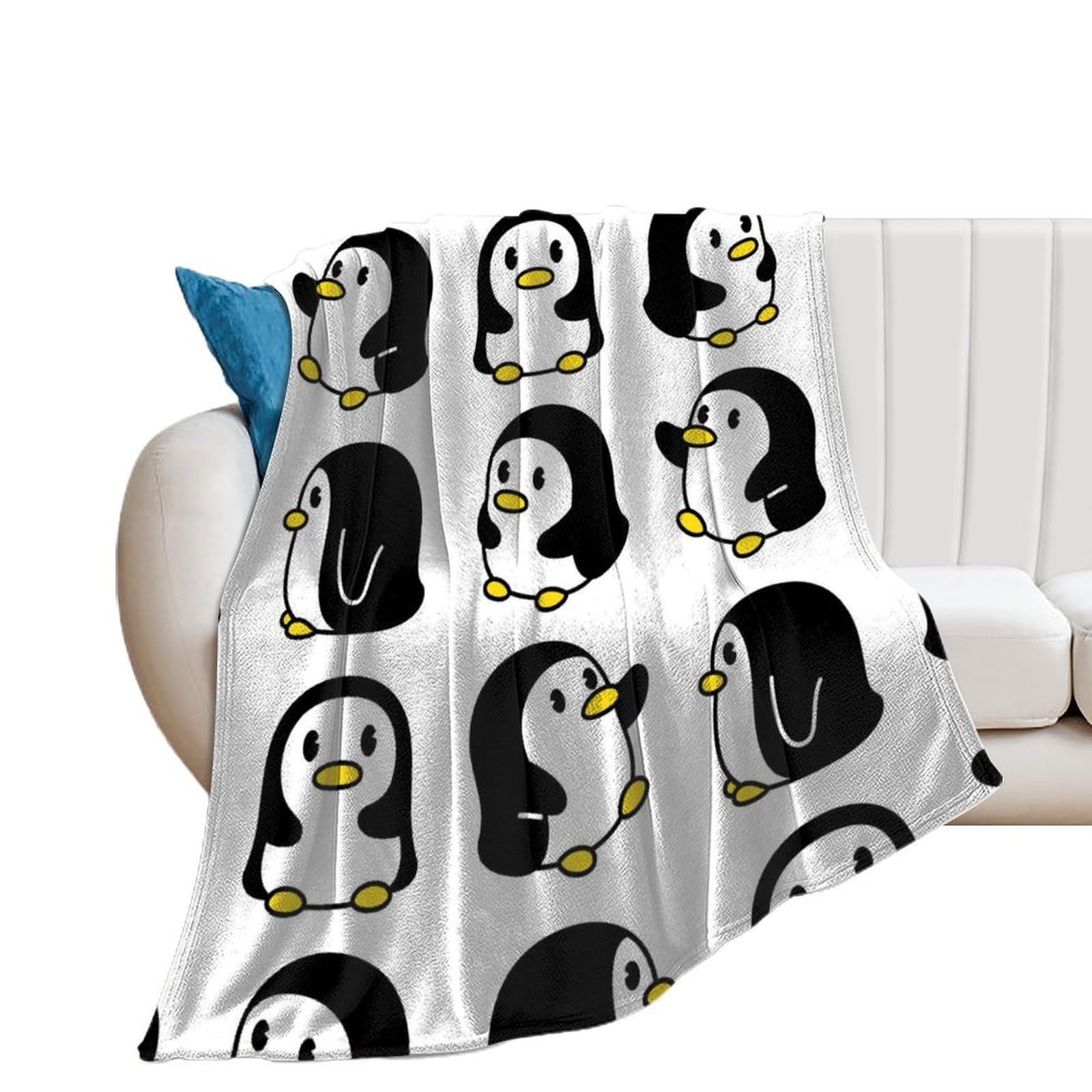 Couverture polaire pingouin plaid lit chambre jeté de canapé doux