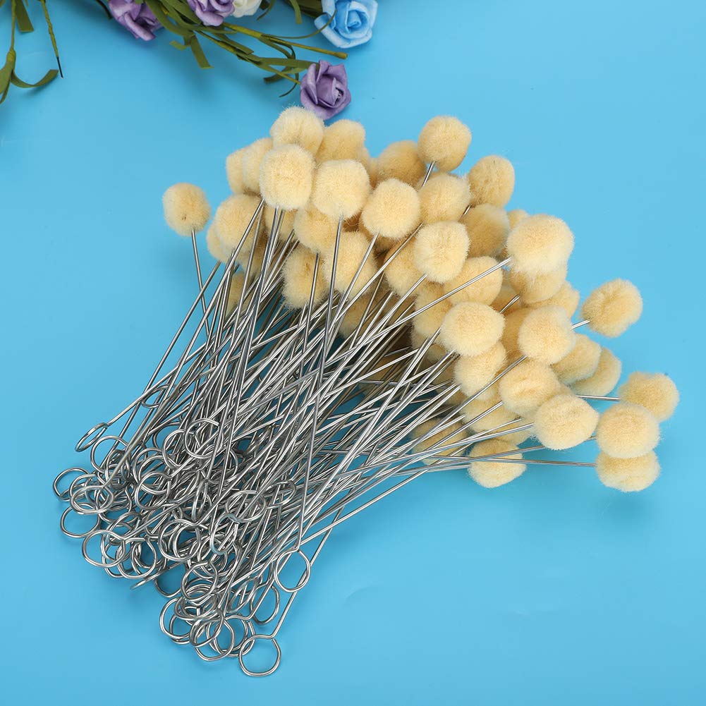 100Pcs Strumento per Tintura in Pelle, Pennello per Palline di Tintura Oleosa in Lana, Dauber con Manico in Metallo, Strumento Artigianale Fatto a Mano per Lavori in Pelle