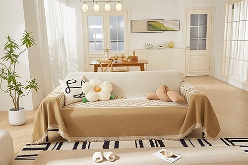 Miniatura 2 de Funda protectora para sofá, 3 cojines, 71 pulgadas de ancho x 118 pulgadas de largo, funda de sofá universal con patrón geométrico de chenilla,