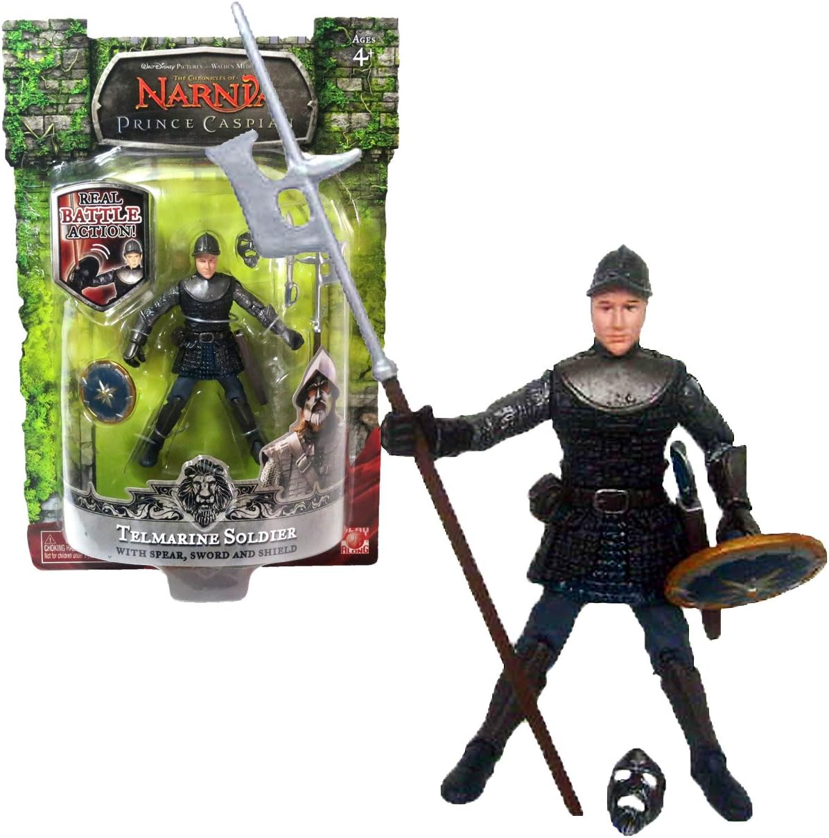 Jakks Pacific Year 2007 Disney Movie Series "The Chronicles of Narnia - Prince Caspian" 4 Inch Tall Action Figure - TELMARINE SOLDIER with Halberd Spear, Sword and Shield