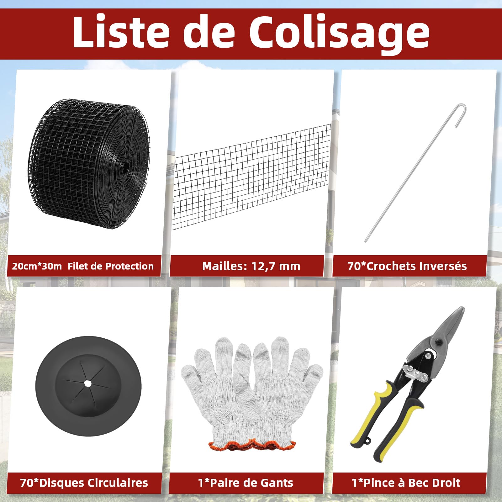 Rouleau Grille Protection Panneaux Solaires 20cm x 30m Kit Treillis Anti-Oiseau 70 Attaches INOX Revêtement en PVC Antirouille Maille Métallique 12,7 mm pour Empercher Créatures Écureuils