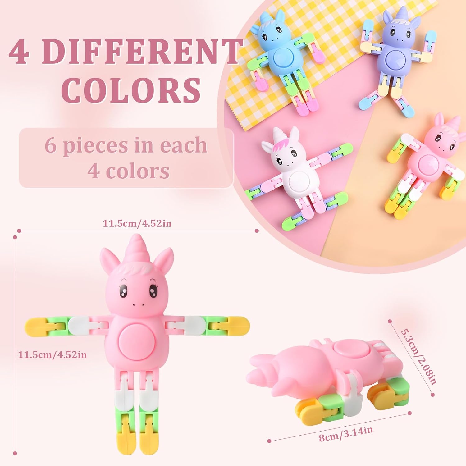 Robot Unicorn Fidget Spinners Toys Transformable Fingertip Gyro Chain Toy Deformable DIY Stress Relief Fidget Toy for Adults Kids Goodie Bag Birthday School Prizes Gift (Unicorn)