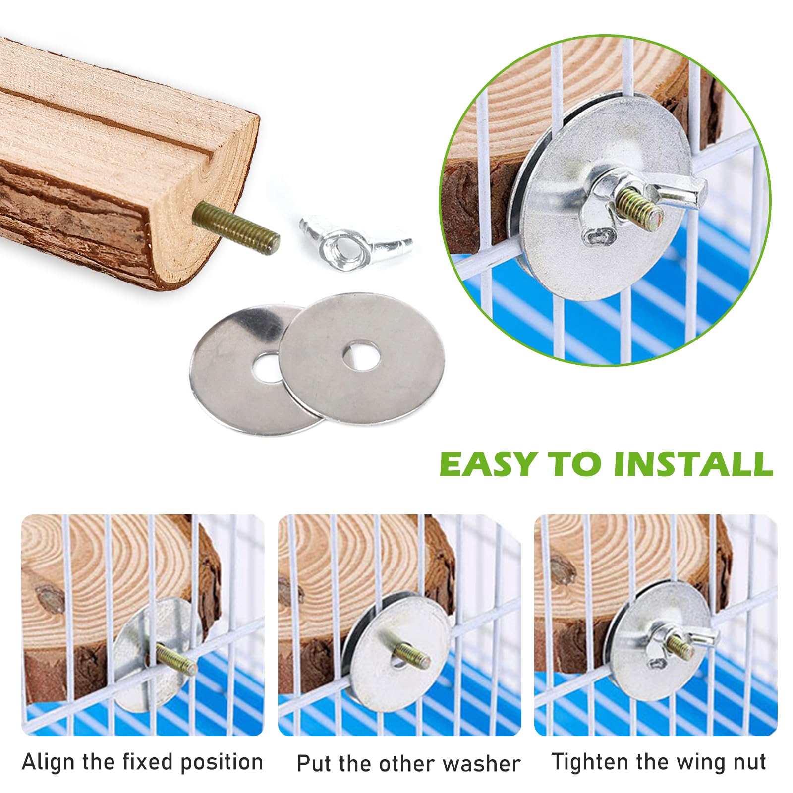 Posatoi per Uccelli, 8 Pz in Legno Naturale - Giocattolo per Pappagalli, Trespolo, Persico - Supporti per Cacatua, Cocorite, Fringuelli