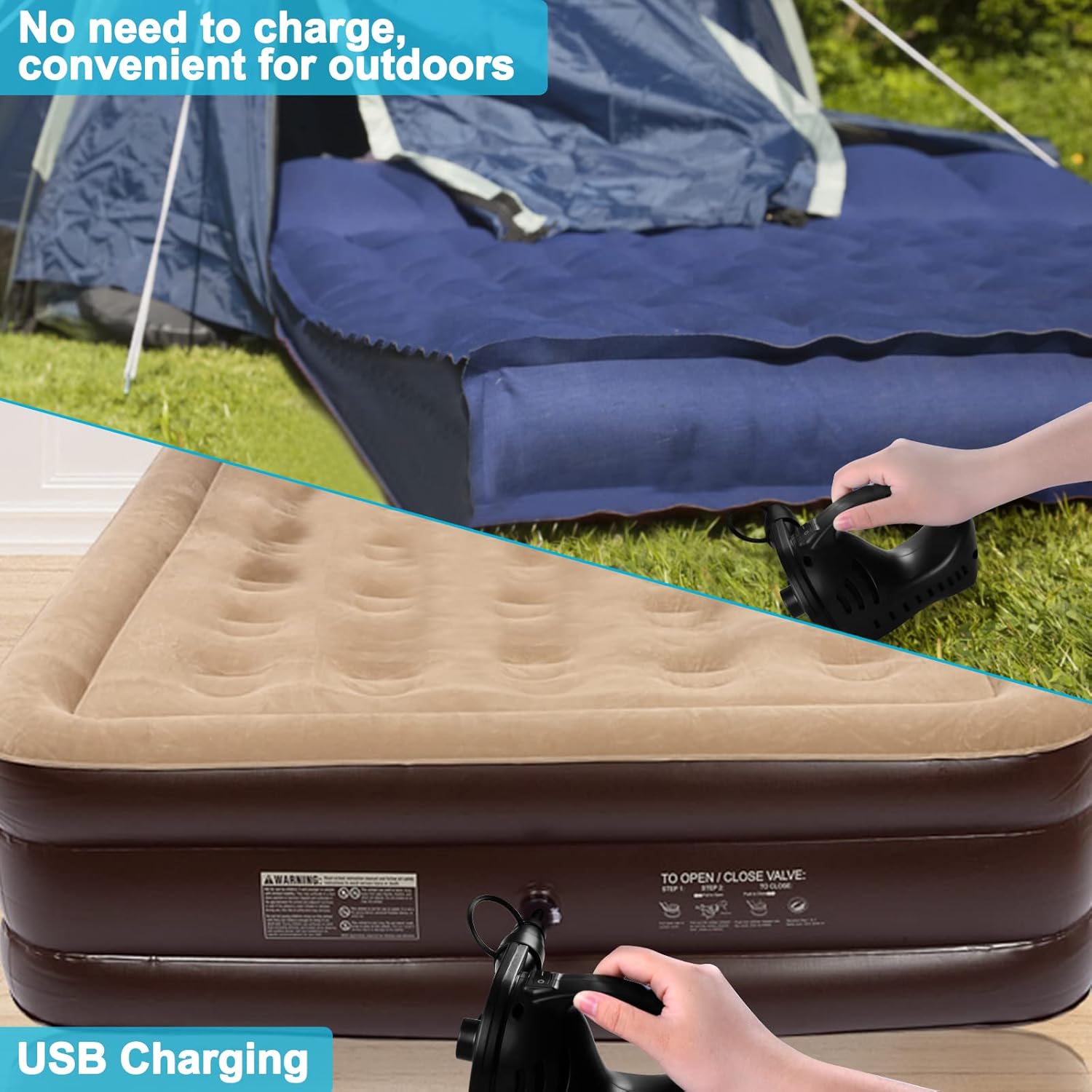 Air Pump for Inflatables Electric Air Pump with 3 Nozzles, 110-120V AC Quick-Fill Air Mattress Pump for Inflatable Cushion, Boats Pool Floats, Swimming Ring : Patio, Lawn & Garden