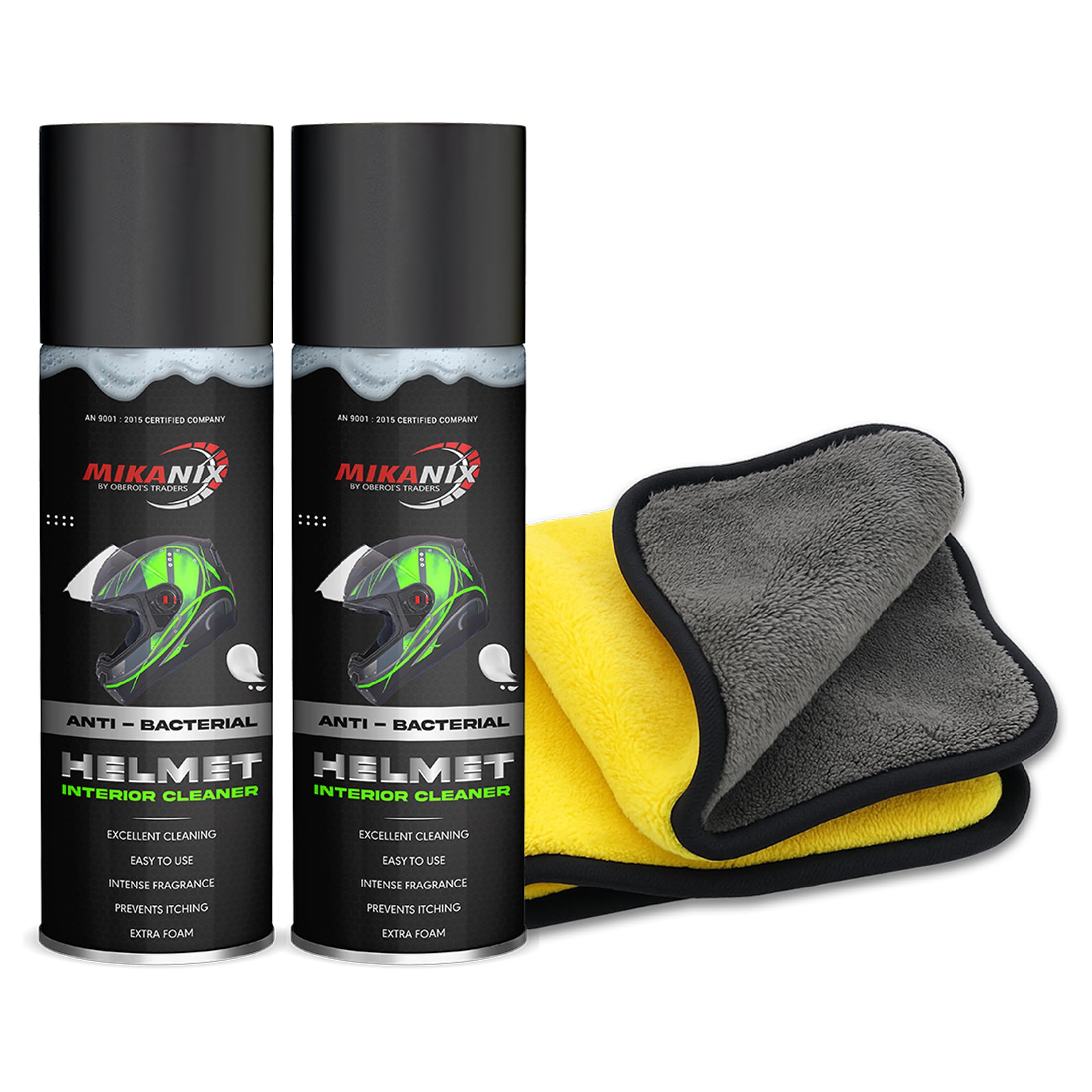 MIKANIX Helmet Foam Cleaner | Anti Bacterial/Anti Fungal Spray with Microfiber Cloth for Helmet Interior & Exterior Cleaning Pack of 2-image-18