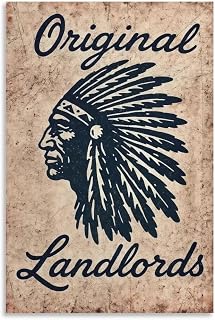 Original Landlords Vintage Native American Chief Canvas Printing Wall Art Indigenous Western Prints Posters Rustic Mid Century Style Wall Decor for Living Room Bedroom Office Study 08x12inch(20x30cm)
