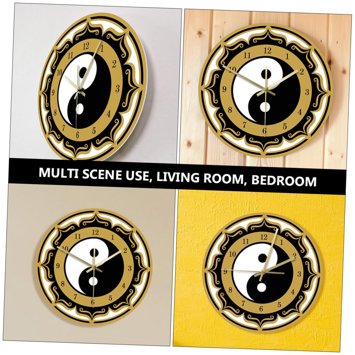 Holibanna Moderne Wanduhr mit Tai Chi Muster Acrylbeschichtete Hängeuhr für Wohnzimmer und Arbeitszimmer Elegante Digitale Wanddekoration Geräuschlos und Stilvoll