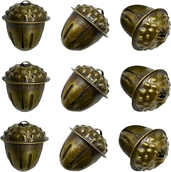 16Pcs Bronze Acorn Shaped Bells 1.2Inch Vintage Pinecone Bells | Metal Craft Bell for Christmas Fall Party Home Ornament DIY Pet Collar Decorative Pendant