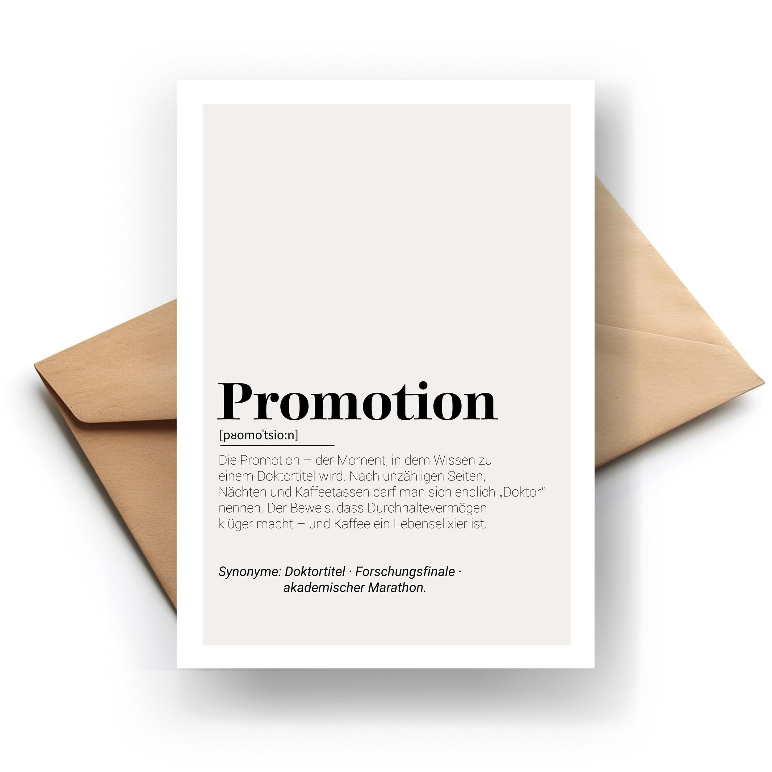 Promotion Definition Klappkarte – Stilvolle Premium Karte | Hochwertige Glückwunschkarte | Originelle Geschenkidee | Handmade | 300g Papier | Grusskarte Inkl. Umschlag