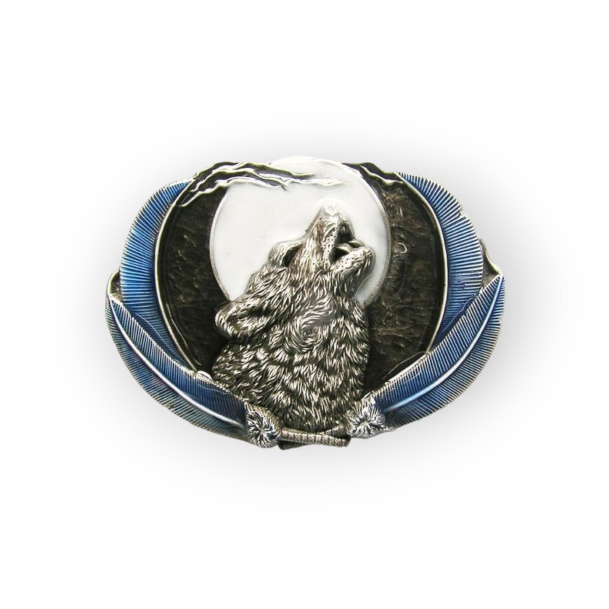 Western Howling Wolf Moon Color Metal Fashion Belt Buckle (Make Your Own Design With Pictures)
