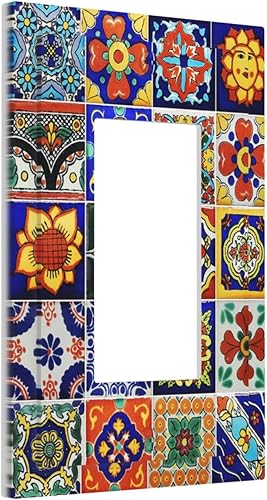 Azulejos tradicionales de Talavera mexicanos españoles marroquíes individuales RockerDecora Light Switch Plate Decorativo 1 Gang Outlet Cover Placa