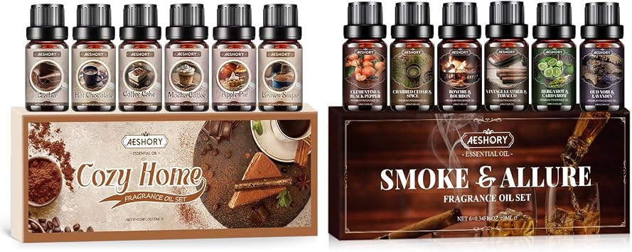 Essential Oils Set -6x10ml Men & Bakery Fragrance Oils Set for Diffuser, Candle Scents for Candle Making, Soap Making Supplies