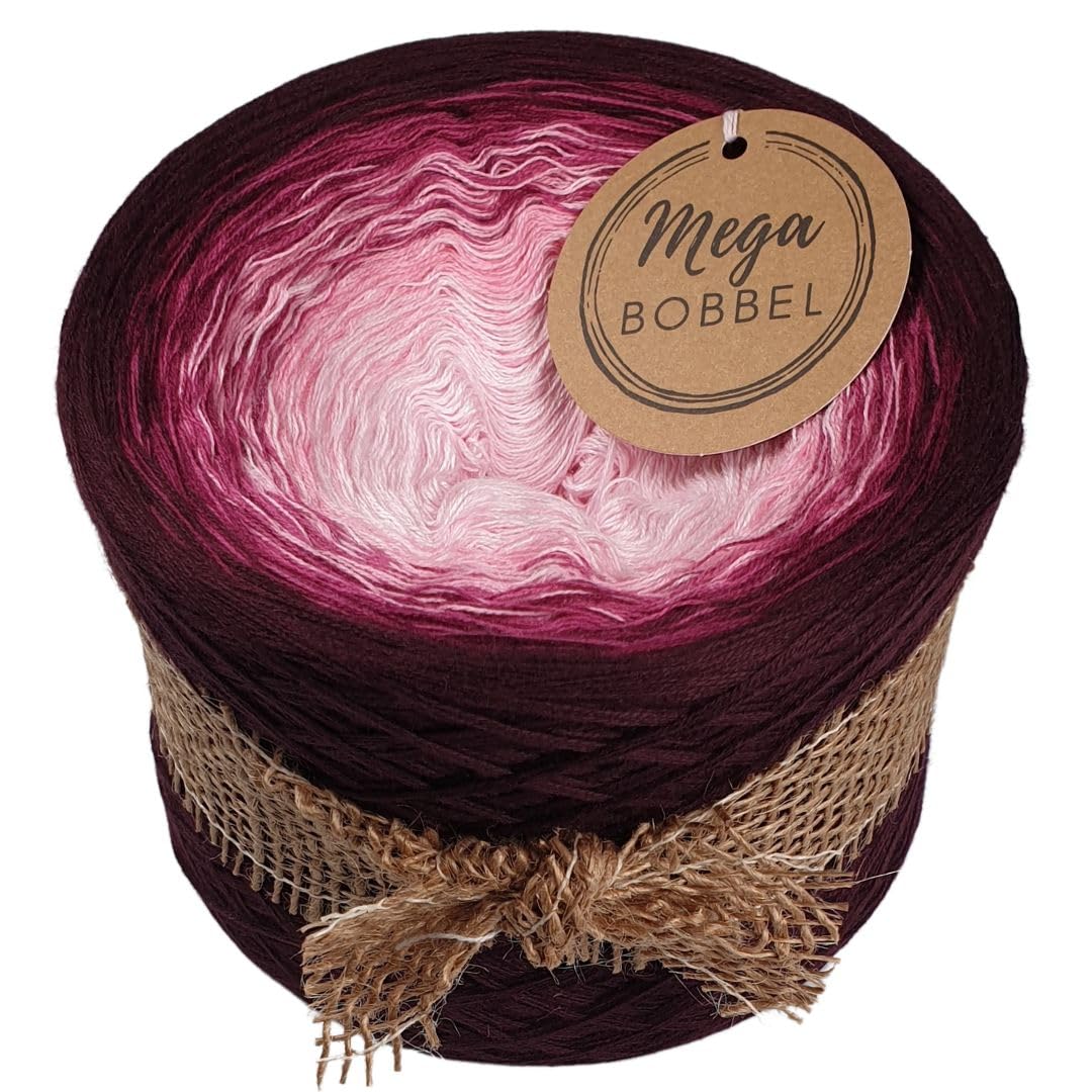 MegaBobbel*Pinke Beeren*A345* (Außenfarbe: Chianti 2) Farbverlaufsgarn - Lace Garn Bobbel Wolle zum Häkeln & Stricken (4 fädig, 2000m)