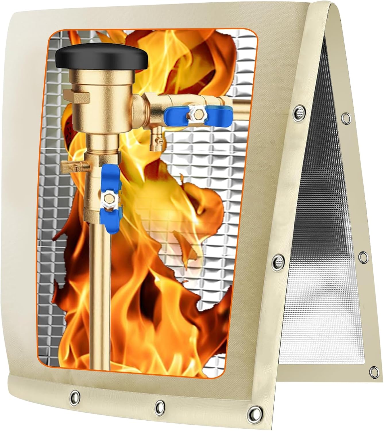 Backflow Preventer Pipe Insulation Cover (5°F), POROLIR 20"X16" Thicker Pressure Vacuum Breaker Cover, Water Well Pump Sprinkler Valve Cover for Winter Freeze Protection, Khaki