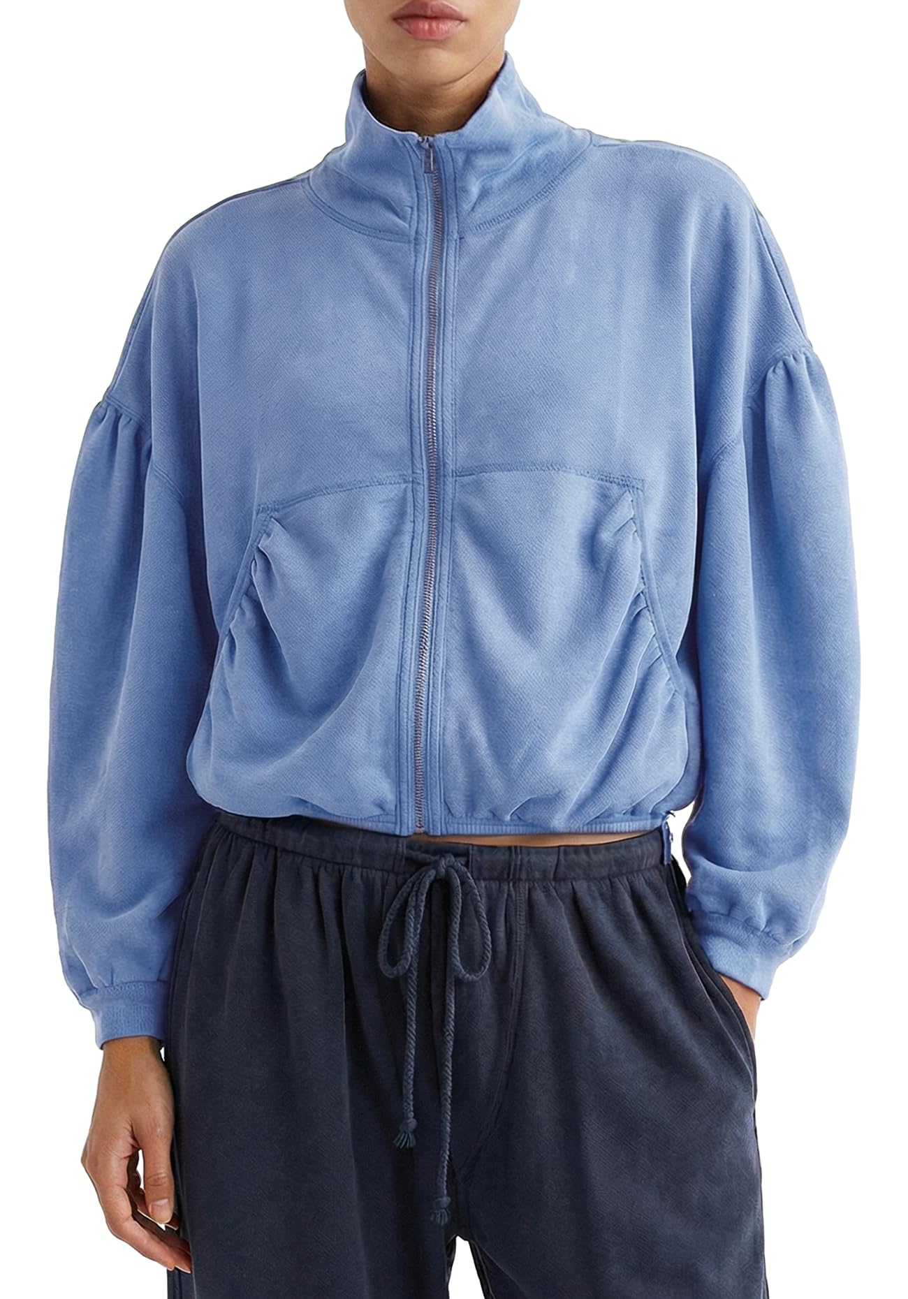 Jenkoon Womens Oversized Sweatshirts Full Zip Jacket for Women Short Spring Modal Activewear