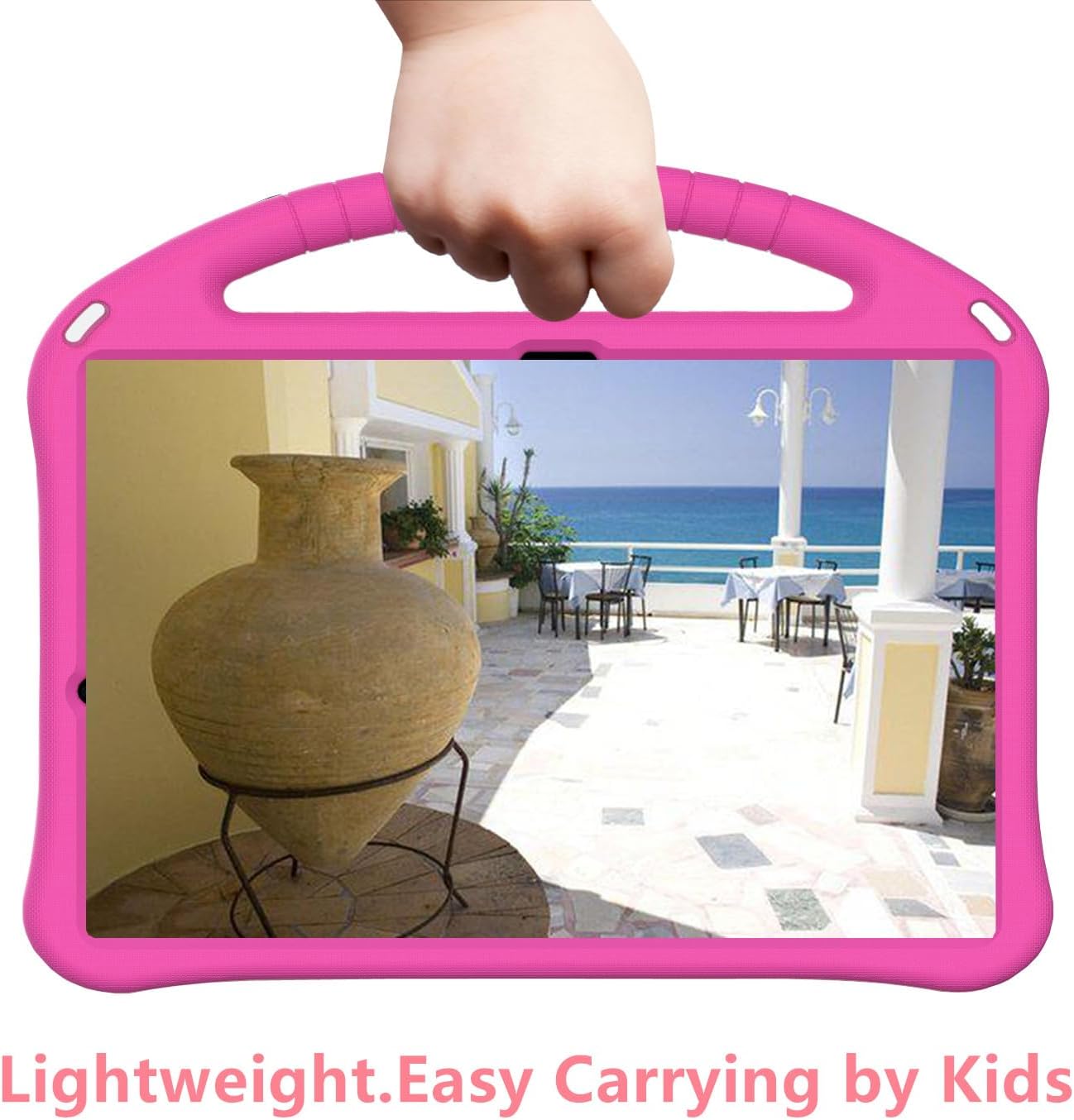 Kids Tablet Case with Handle and Kickstand Lightweight Shockproof Cover Compatible with Samsung Galaxy Tab S10 Lite S10 FE S9 FE S9 S8 S7 11 inch Rose