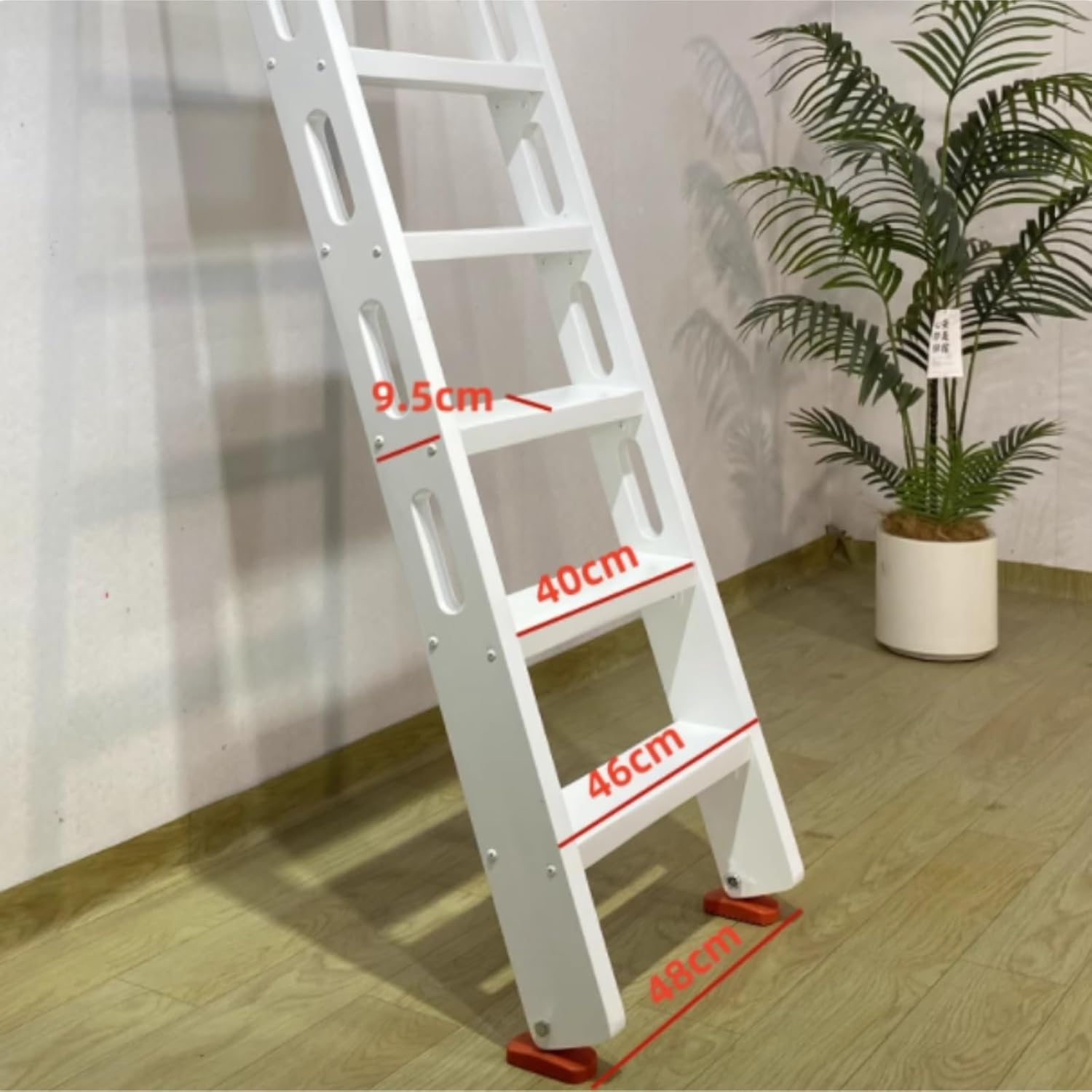 attic ladders Wood Bunk Bed Ladder, with Wide Step, Sturdy Wood Ladders for Beds RV Camper Bed Climbing, for Home Bedroom Dorm Hotel(White,8step)