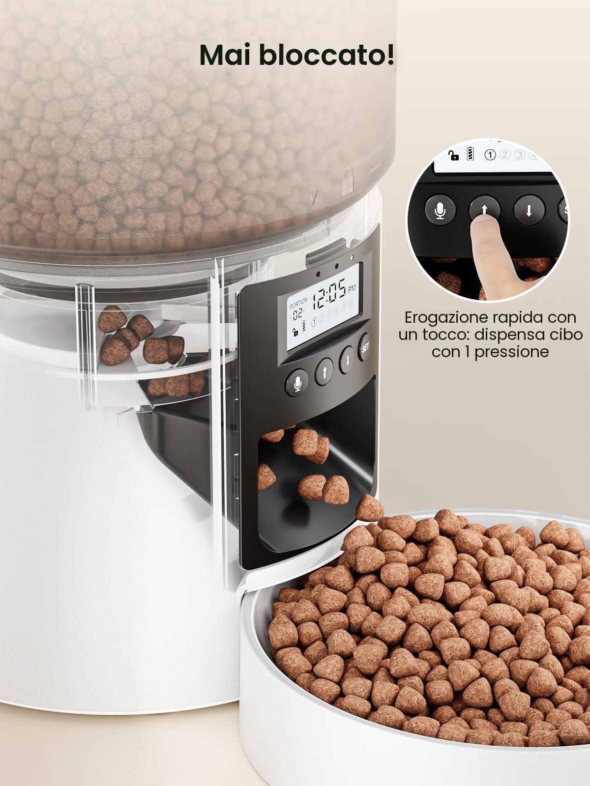Anykuu Distributore Automatico Cibo Gatti 4L Dispenser Crocchette Gatto Con Timer Programmabile e 10S R… — immagine 10 di 12