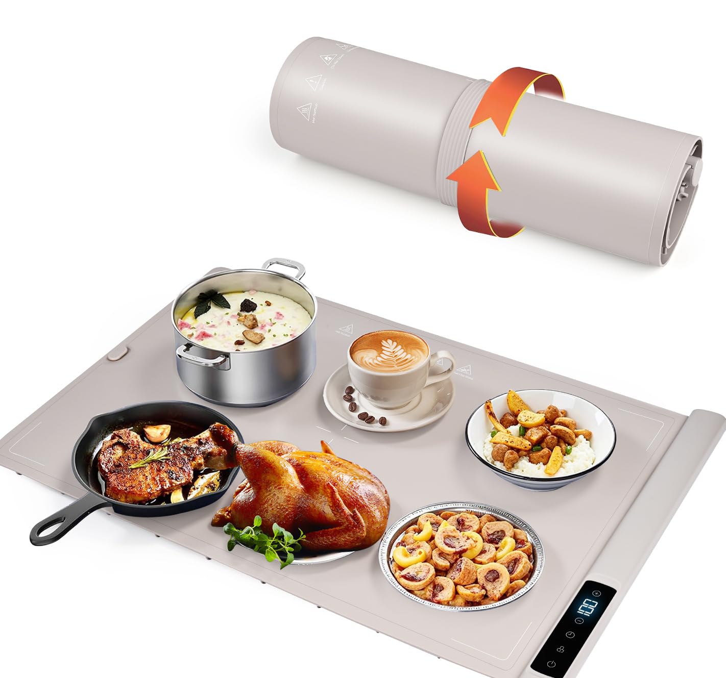 Chauffe Plat Électrique Plaque Chauffante Pliable Portable avec Température Réglable Chauffe Plat pour Aliments pour Fêtes, Buffets, Réunions de Famille, Chauffe-Assiette Alimentaire