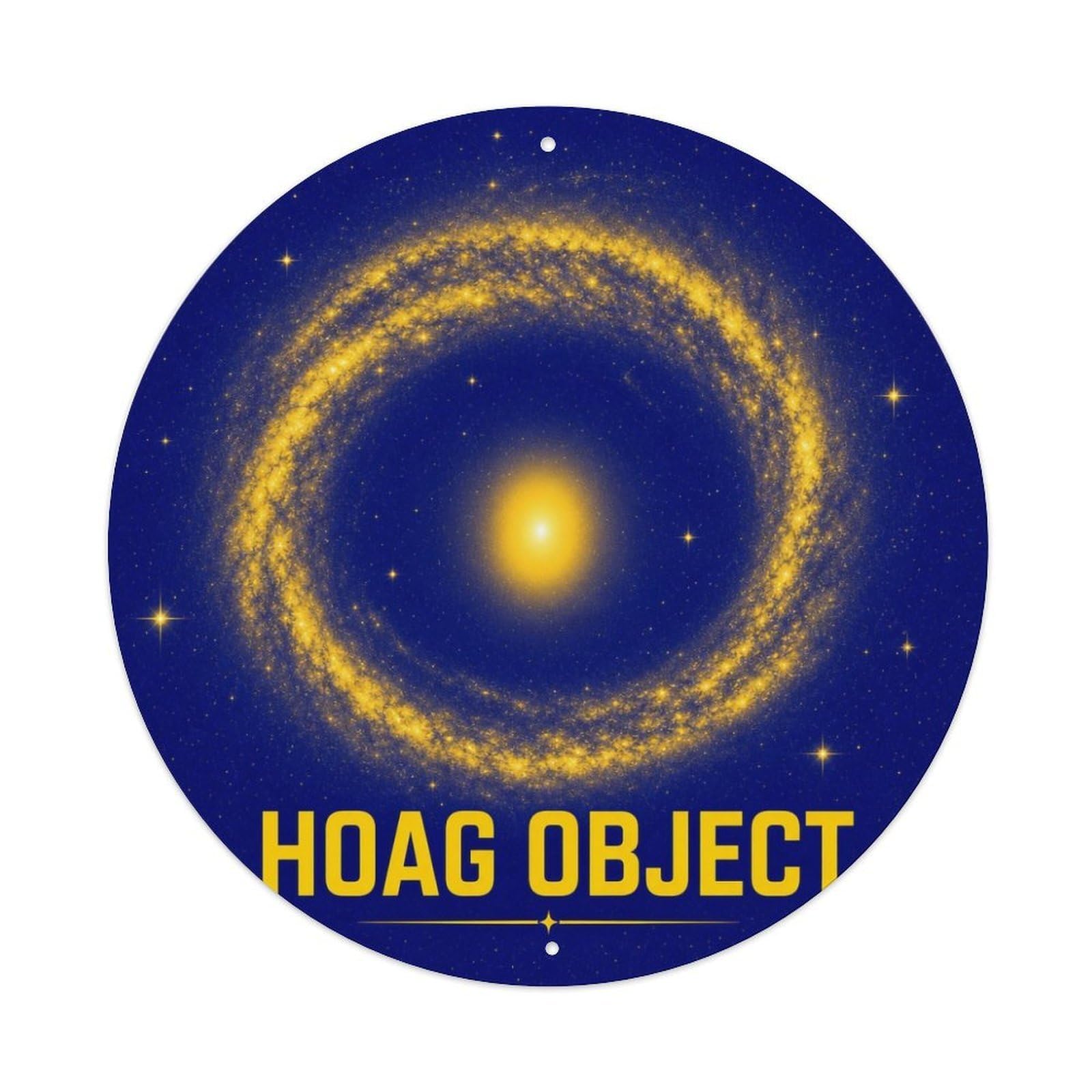 Cosmic Celestial Hoag Object Galaxy Starscape Astral Metal Tin Sign Plaque Wall Decor for Cafe, Man Cave, Club Bar, Office, Home Garden Round Metal Poster 8x8Inch
