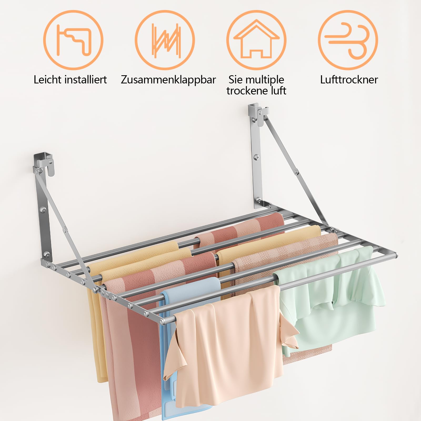 Innotic 2PCS Wäscheständer Wandmontage Klappbar, Wäschetrockner Wand