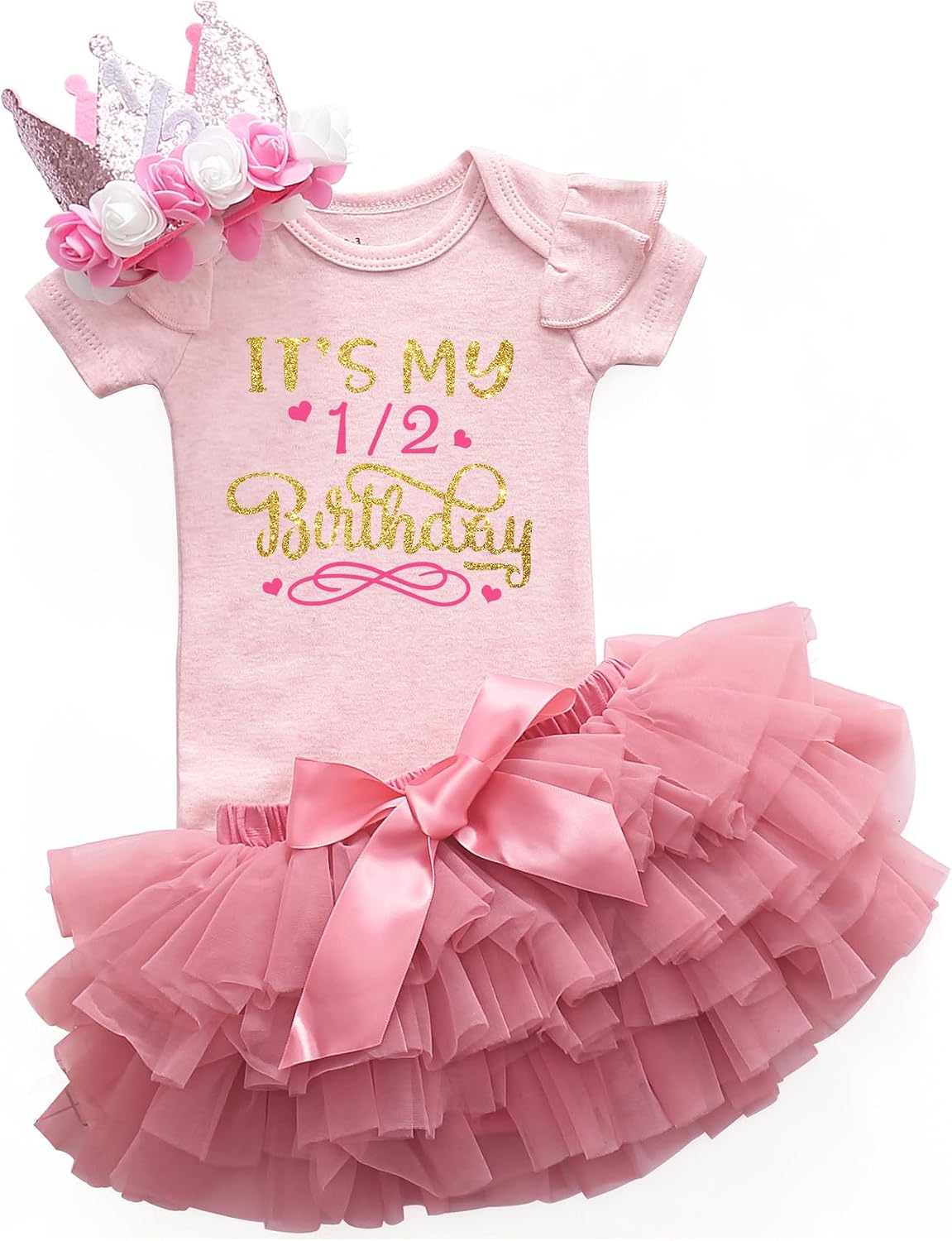 It's my half birthday 6 months birthday outfit sweet Baby Girl 1/2 halfway to one