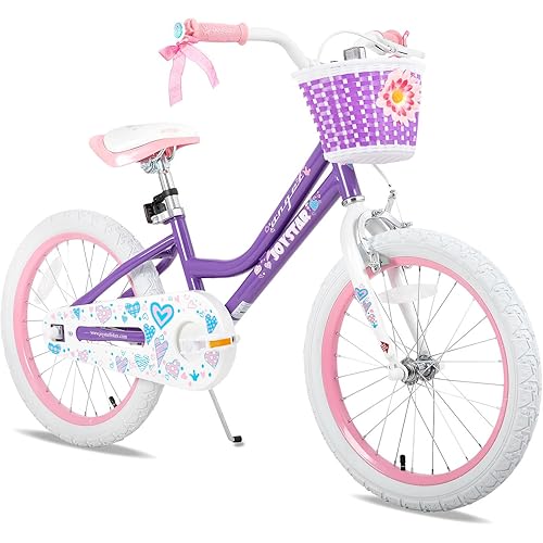 JOYSTAR Angel Girls Bike for Toddlers and Kids Ages 2-13 Years Old, 12 14 16 18 20 Inch Kids Bike with Training Wheels & Basket, 20 24 Inch Girls Bicycle with Handbrake & Kickstand