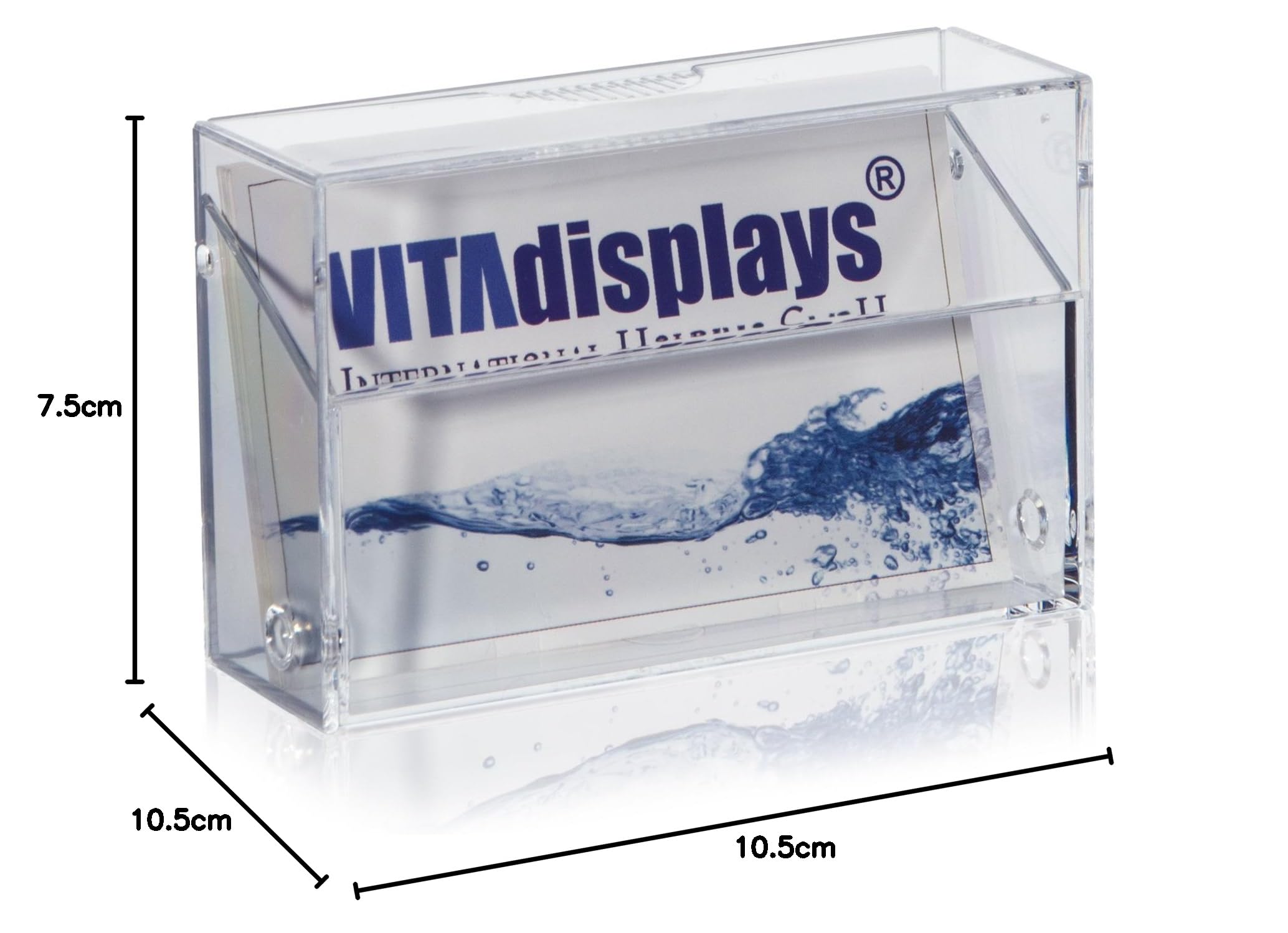 VITAdisplays Scatola porta biglietti da visita XL, larghezza 10,5 cm, per riporre biglietti da visita, trasparente, per esposizioni e ufficio, confezione da 10