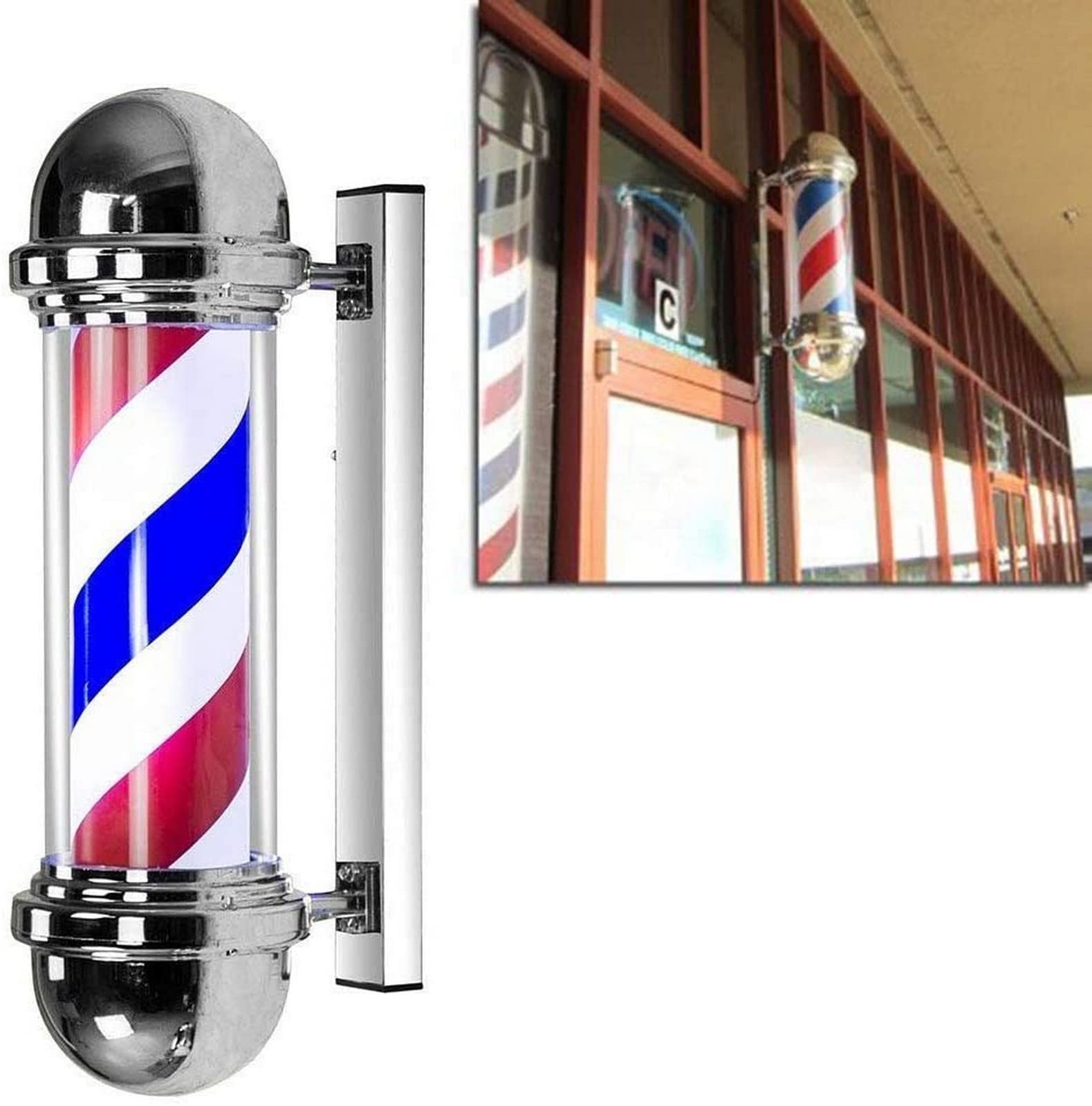 Enseigne de Coiffure Tricolore Lumineuse pour Décorer une Façade Extérieure