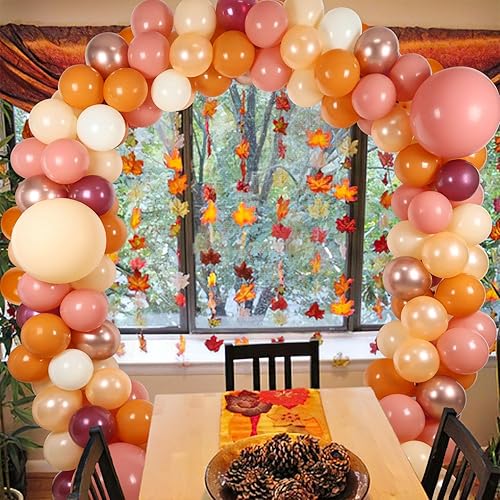 Miniatura 5 de Kit de arco de guirnalda de globos de Acción de Gracias, globos de color naranja quemado de 18 pulgadas y 10 pulgadas con anillo de amor, globos de