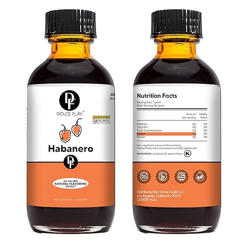 Miniatura 7 de Dolce Flav Extracto natural de habanero – 2 onzas soluble en aceite, Kosher, sin azúcar, saborizante concentrado de habanero picante para platos
