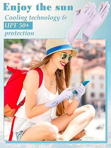 Miniatura 2 de 4 pares de guantes de protección UV para pantalla táctil, protección solar de dedo completo, guantes de conducción para ciclismo al aire libre de