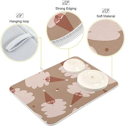 Miniatura 4 de Santa Claus Head Drying Dish Mat Dish Draining Mat For Kitchen Counter Dish Drainers Mat Tapete Para Cocina 16'' x 18''