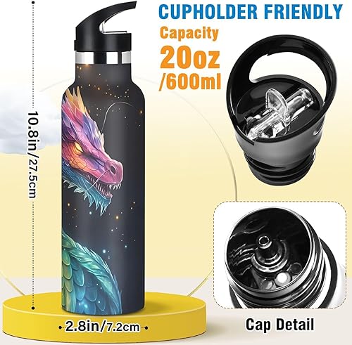 Vista 67 de París - Botella de agua para niños con tapa con pajilla, diseño de la Torre Eiffel París, botella de agua aislada de acero inoxidable a prueba