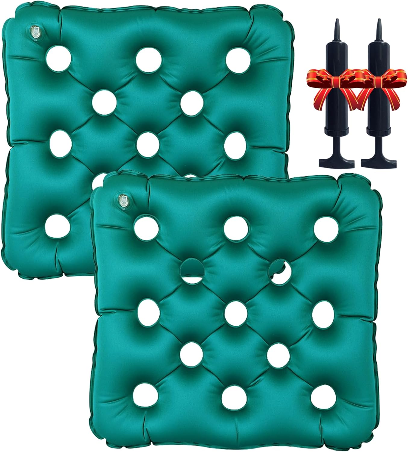 Waffle Cushions for Pressure Relief, Inflatable Seat Cushion for Prolonged Sitting, Wheelchair Cushion for Pressure Sore, Ideal Car Seat Cushion, Airplane Cushion for Long Flights with Inflatable Pump