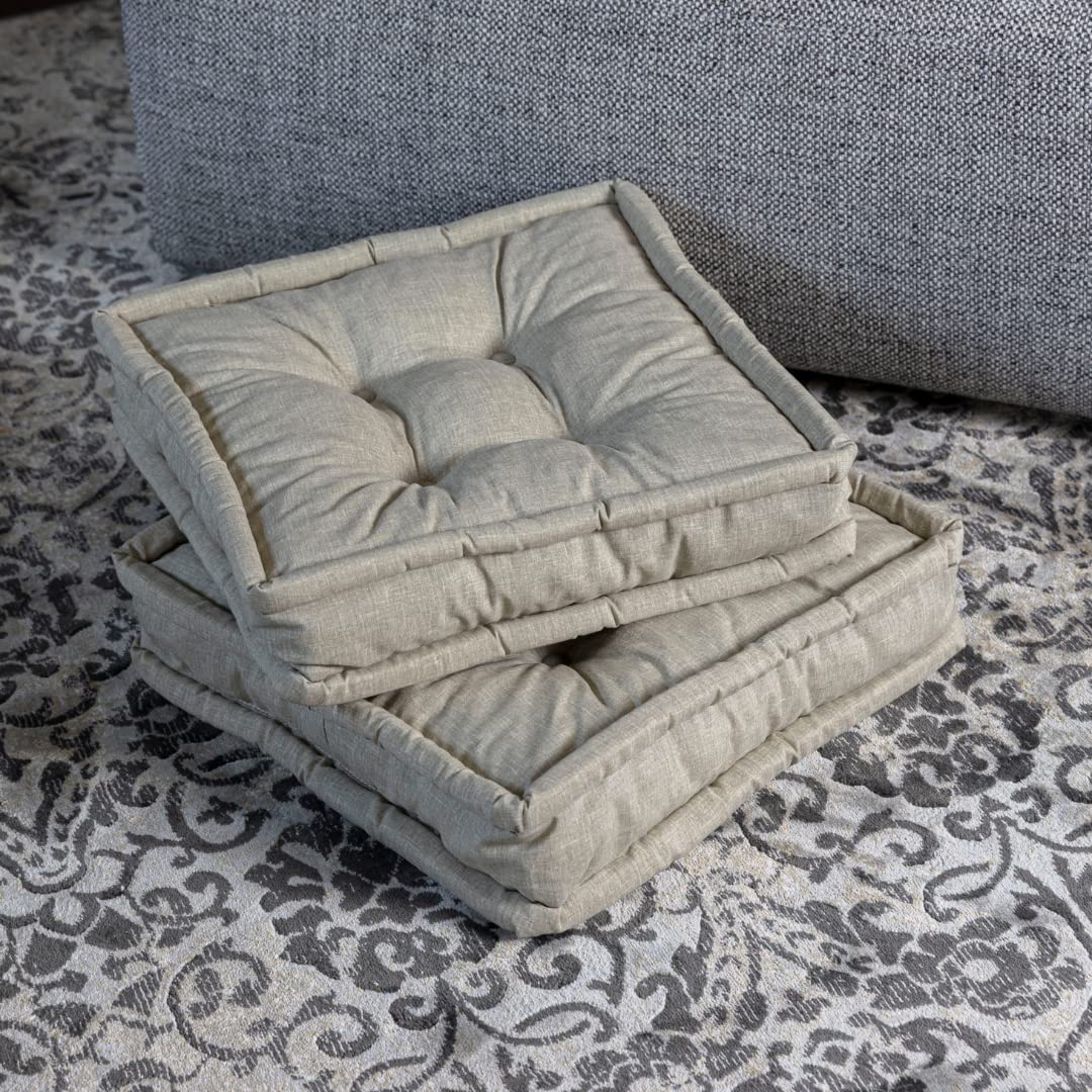 TECNOCUCI Cuscino da Pavimento - Set da 4 - Realizzati in Italia - Colore Grigio - Misure: 40x40x12