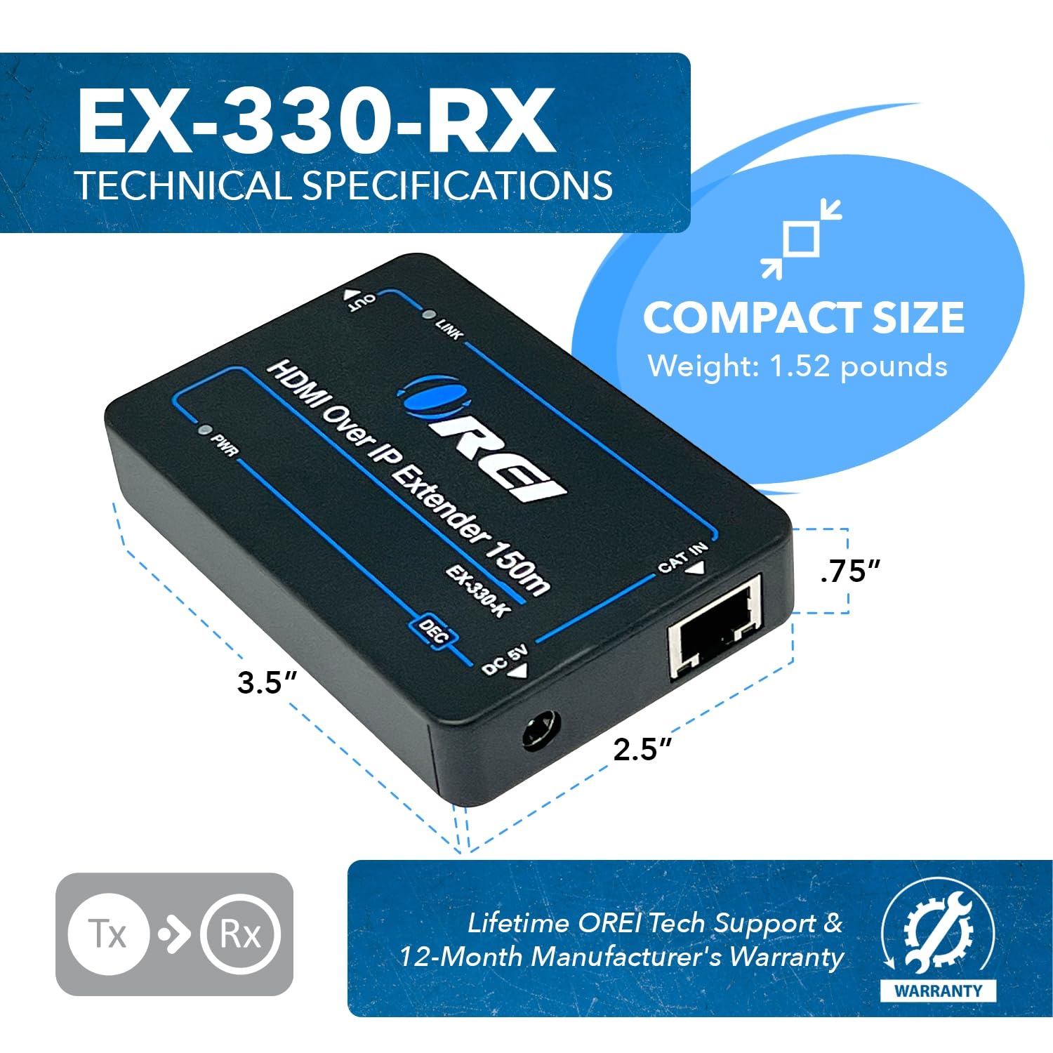 Orei – Extensor HDMI sobre sola Cat5e/Cat6 Cable One a muchos