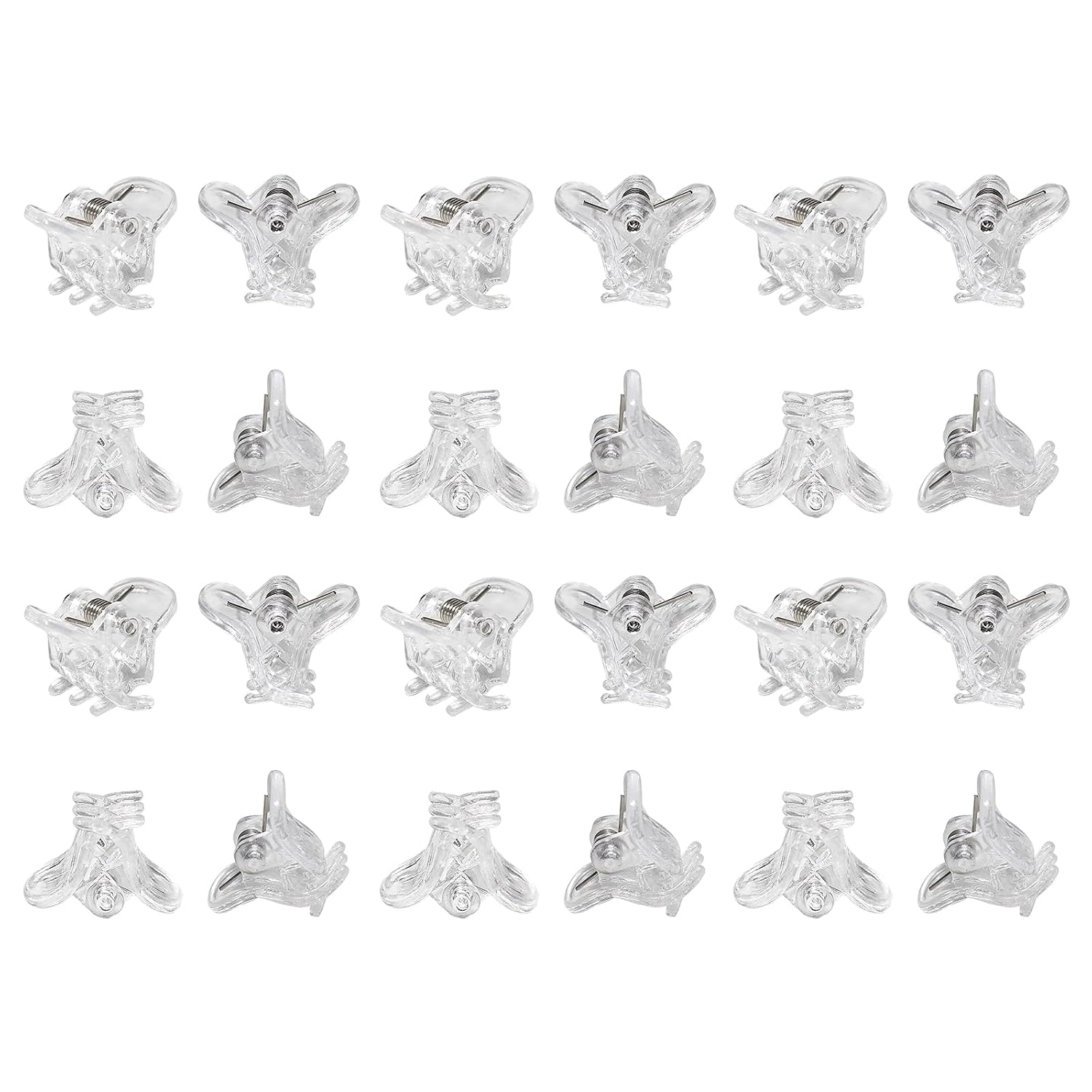 BokWin Mini Claw Hair Clips, Clear, 24 Pcs